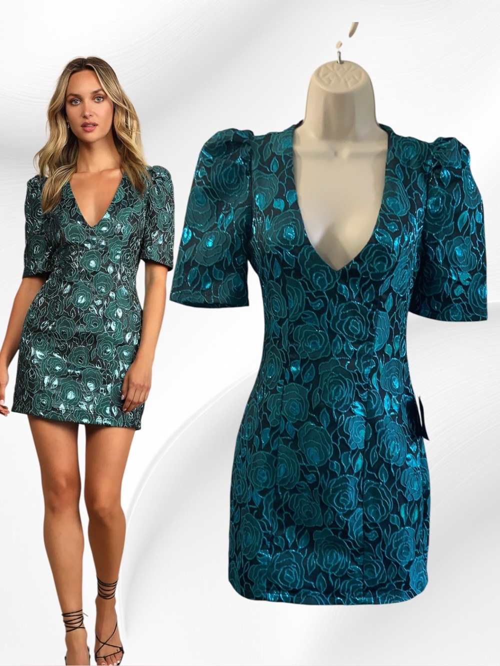 Lulus Extravagant Party Teal Metallic Teal Mini Dress Size Small MSRP $ 78